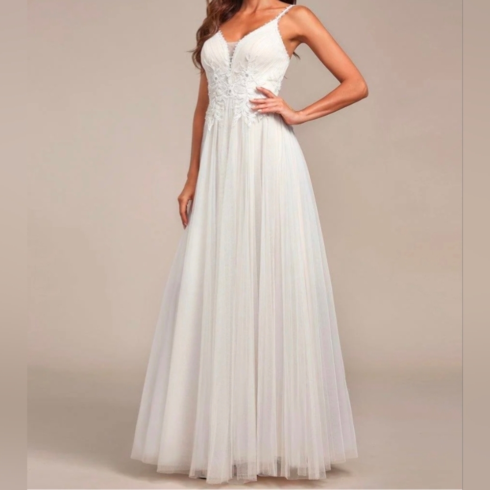Ever Pretty White Lace Bodice Tulle Bridal Gown
